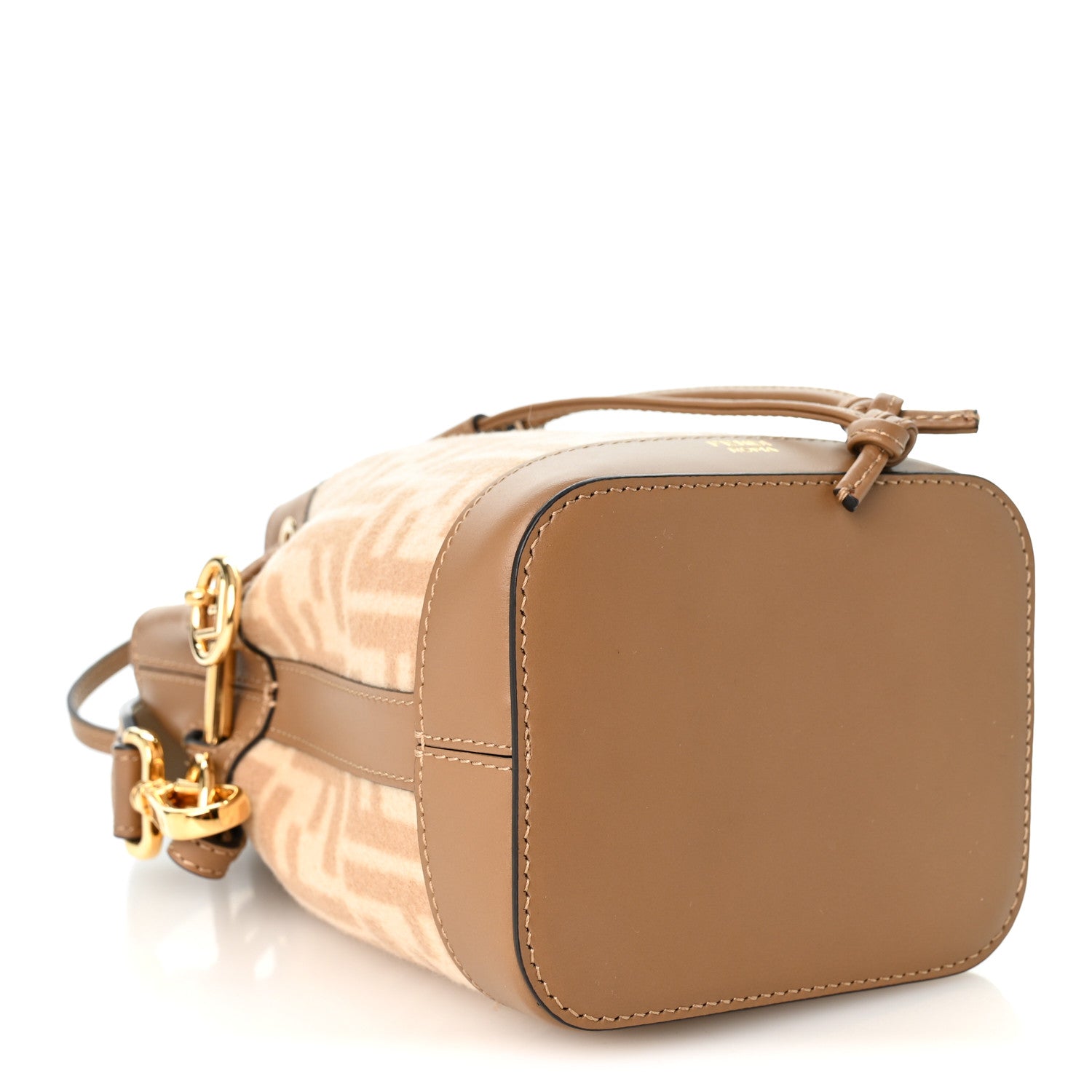 Wool Vitello King FF 1974 Mini Mon Tresor Bucket Bag Beige Cammello Sand - Image 4