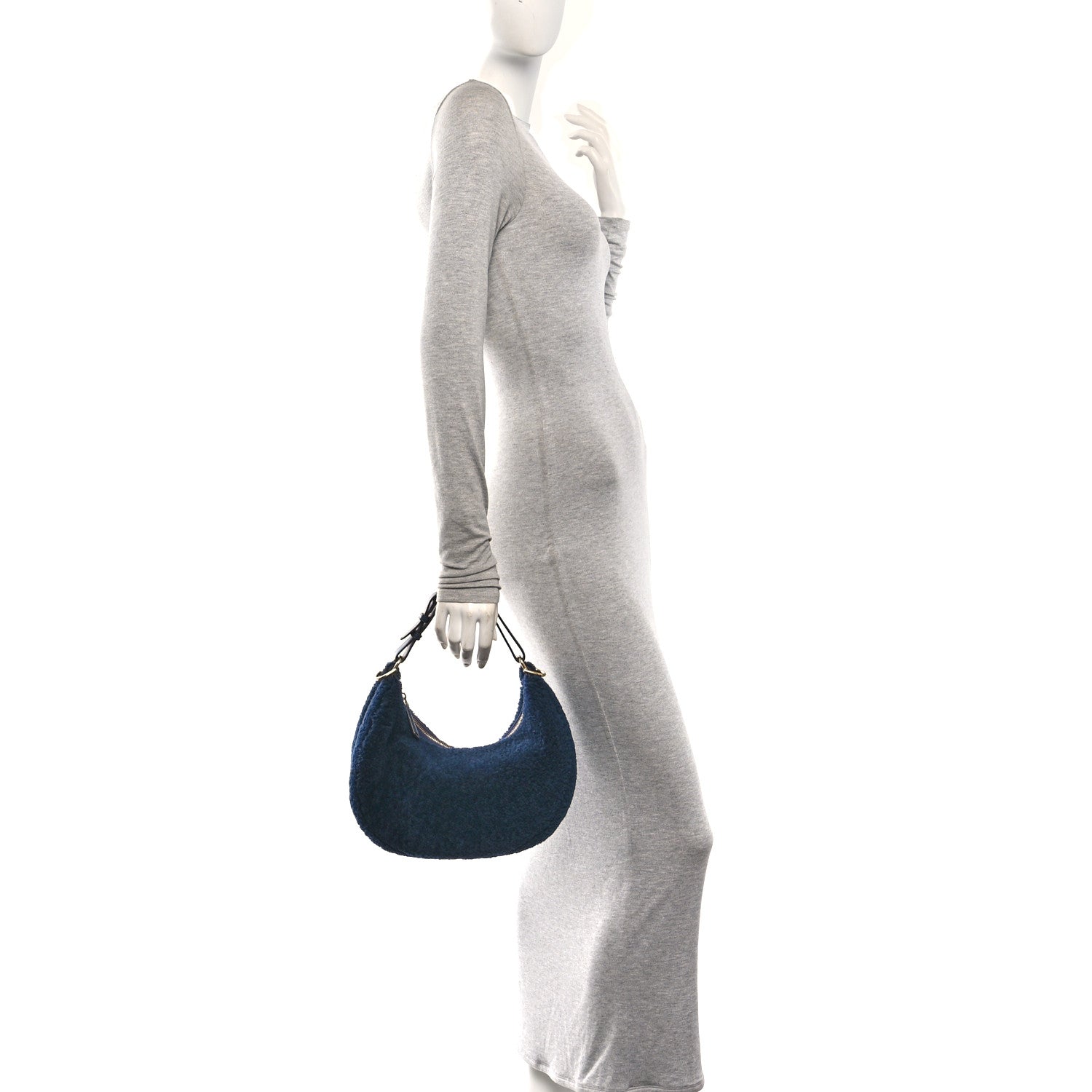 Sheep Fur Vitello Grace Small Fendigraphy Hobo Midnight - Image 2