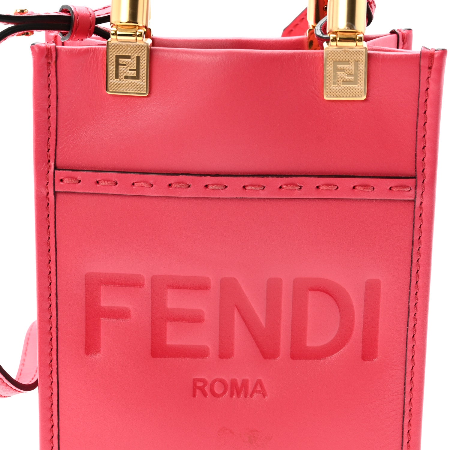 Vitello King Plexiglass Logo Embossed Mini Fendi Sunshine Shopper Tote Lampone - Image 7