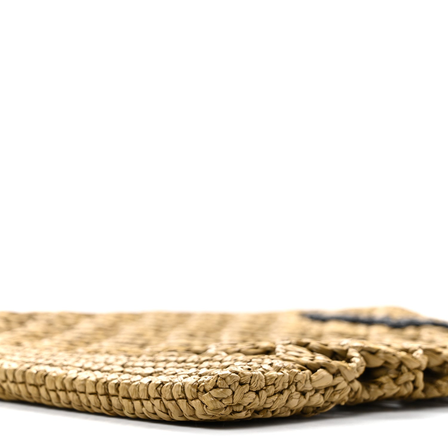 Yarn Raffia Effect Crochet Logo Embroidered Tote Bag Oliva - Image 9