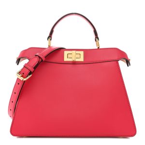 Vitello Seta Shiny Nappa Small Peekaboo I SEE U Satchel Lampone Light Rose