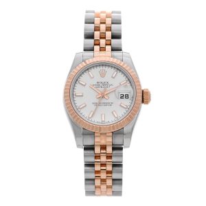Stainless Steel 18K Everose Gold 26mm Oyster Perpetual Datejust Watch Silver 179171