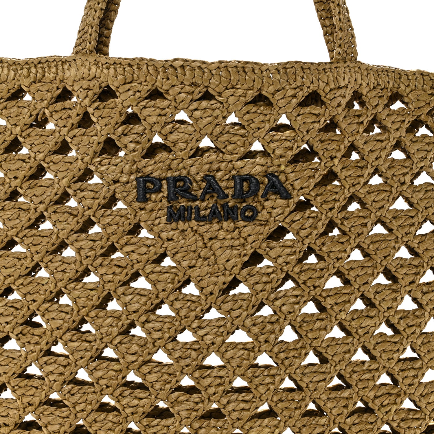 Yarn Raffia Effect Crochet Logo Embroidered Tote Bag Oliva - Image 7