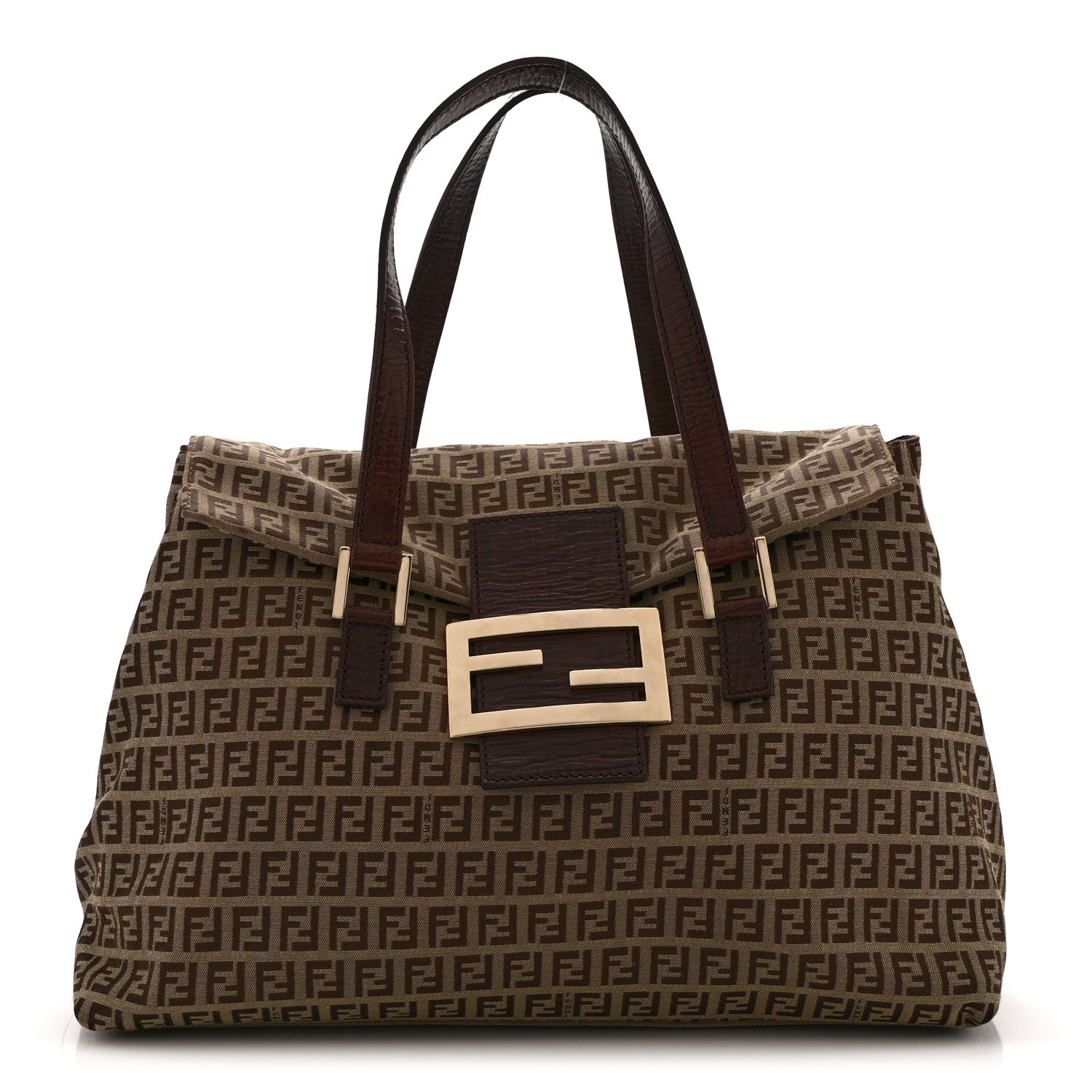 Zucchino Vitello Shoulder Bag Mogano Panna Bruciato