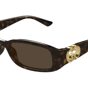 Gucci GG1661S Slim Rectangular Sunglasses in Havana Brown