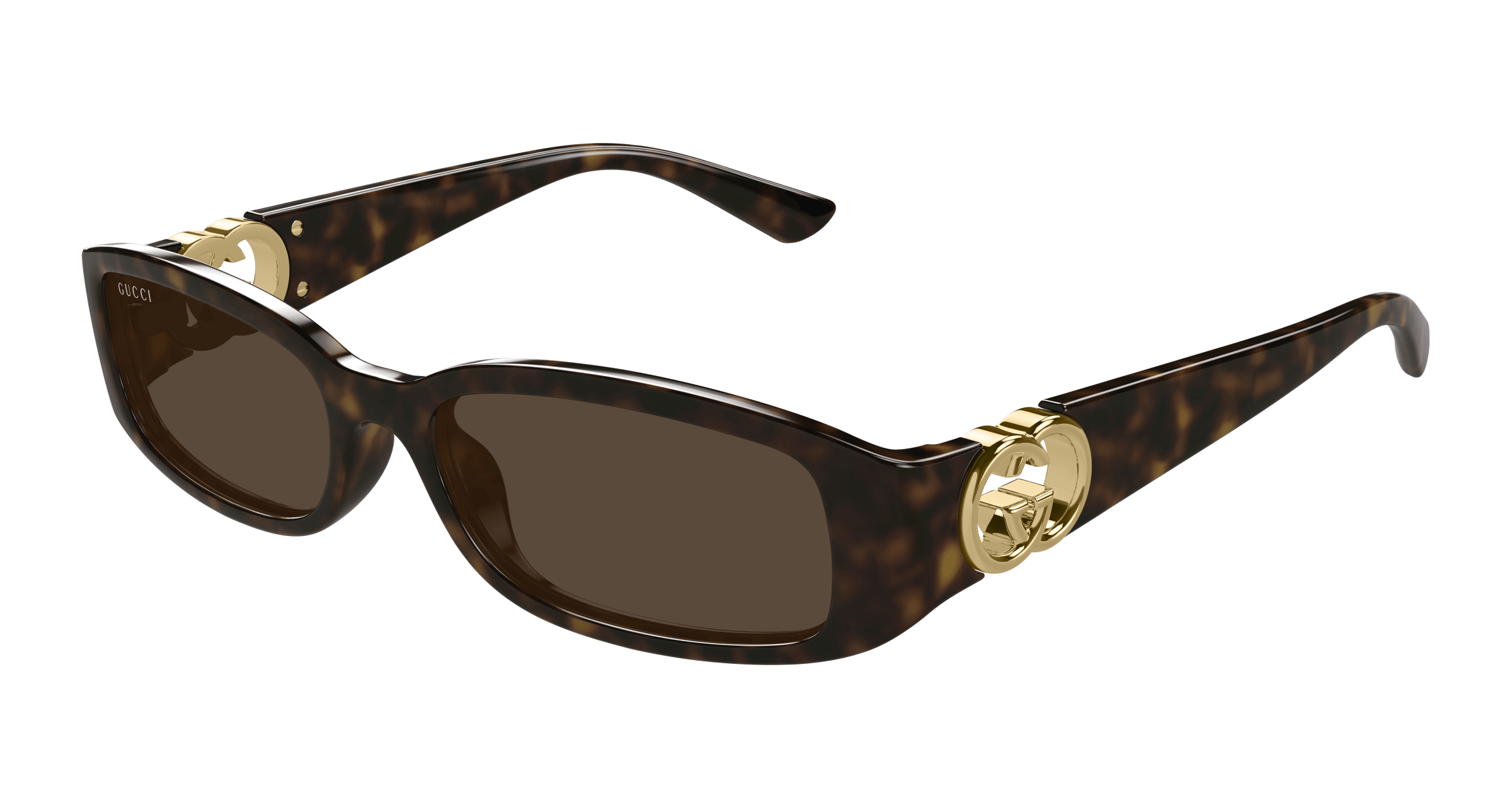 Gucci GG1661S Slim Rectangular Sunglasses in Havana Brown