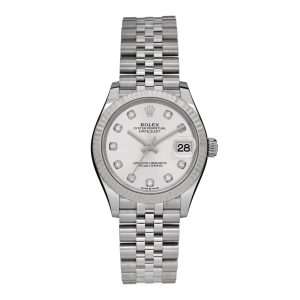 Stainless Steel 18K White Gold Diamond 31mm Oyster Perpetual Datejust Watch Silver 278274