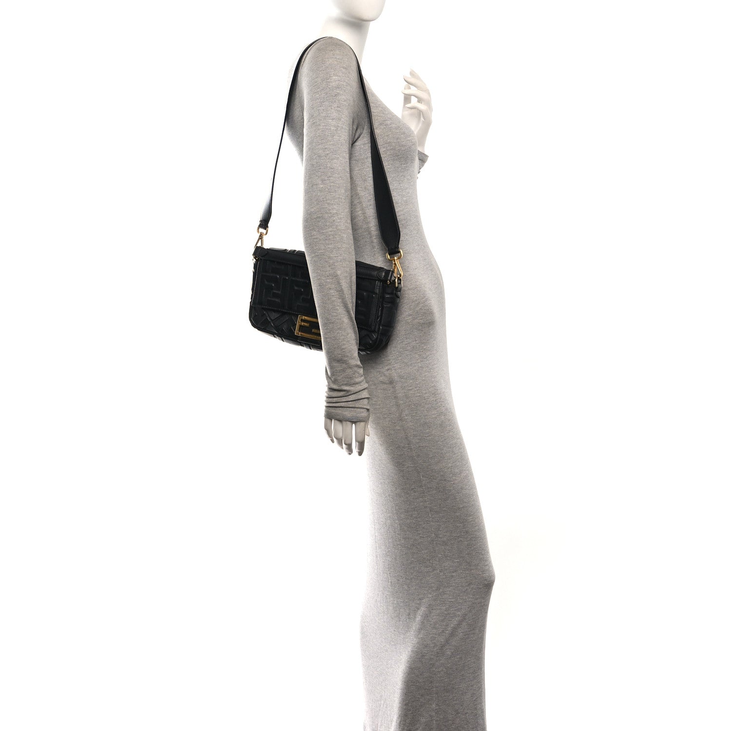 Nappa FF 1974 Embossed Baguette Black - Image 2