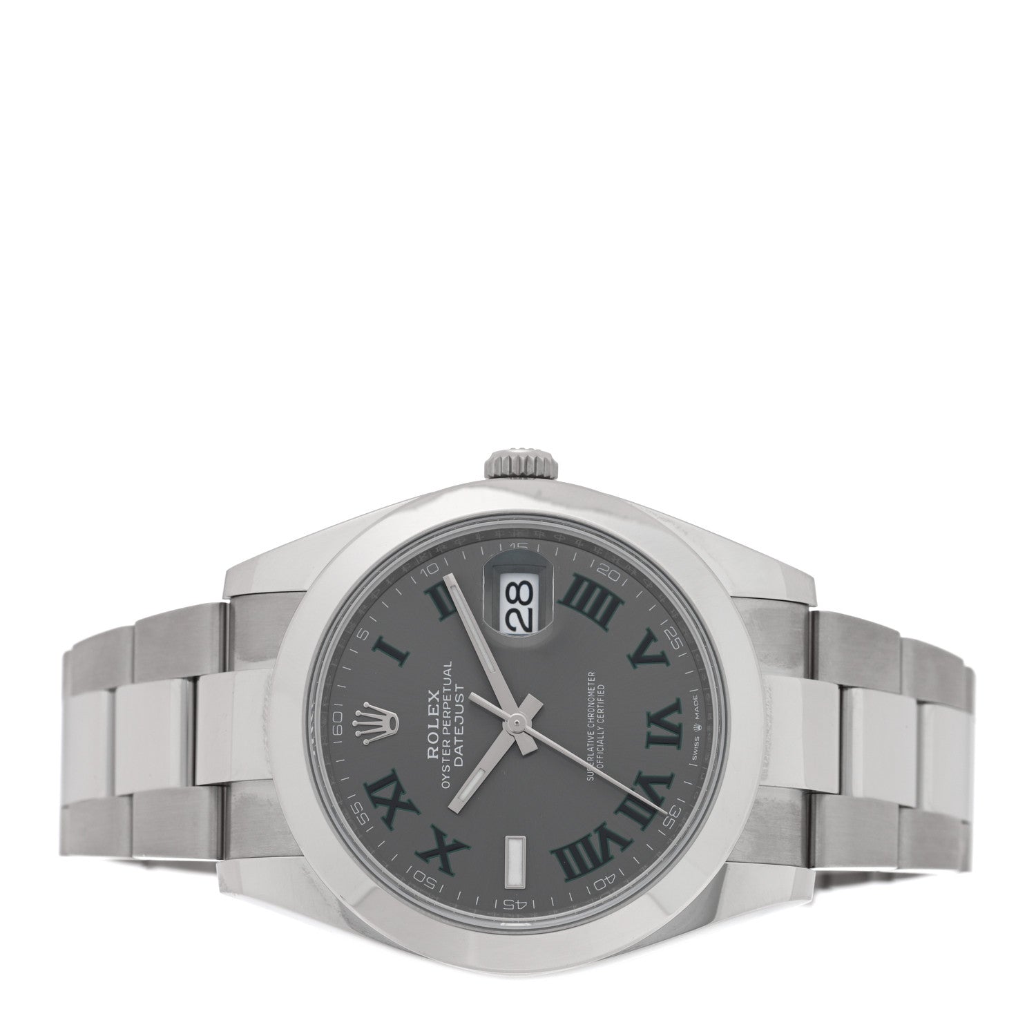 Stainless Steel 41mm Oyster Perpetual Wimbledon Datejust Watch Slate 126300 - Image 2