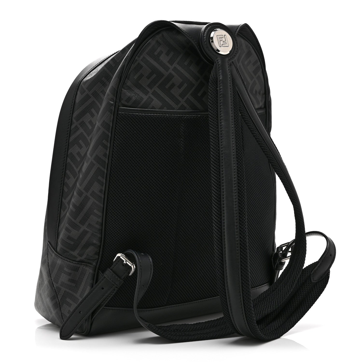 Glazed Fabric Vitello King FF 1974 Diagonal Medium Chiodo Backpack Black Sunflower - Image 3