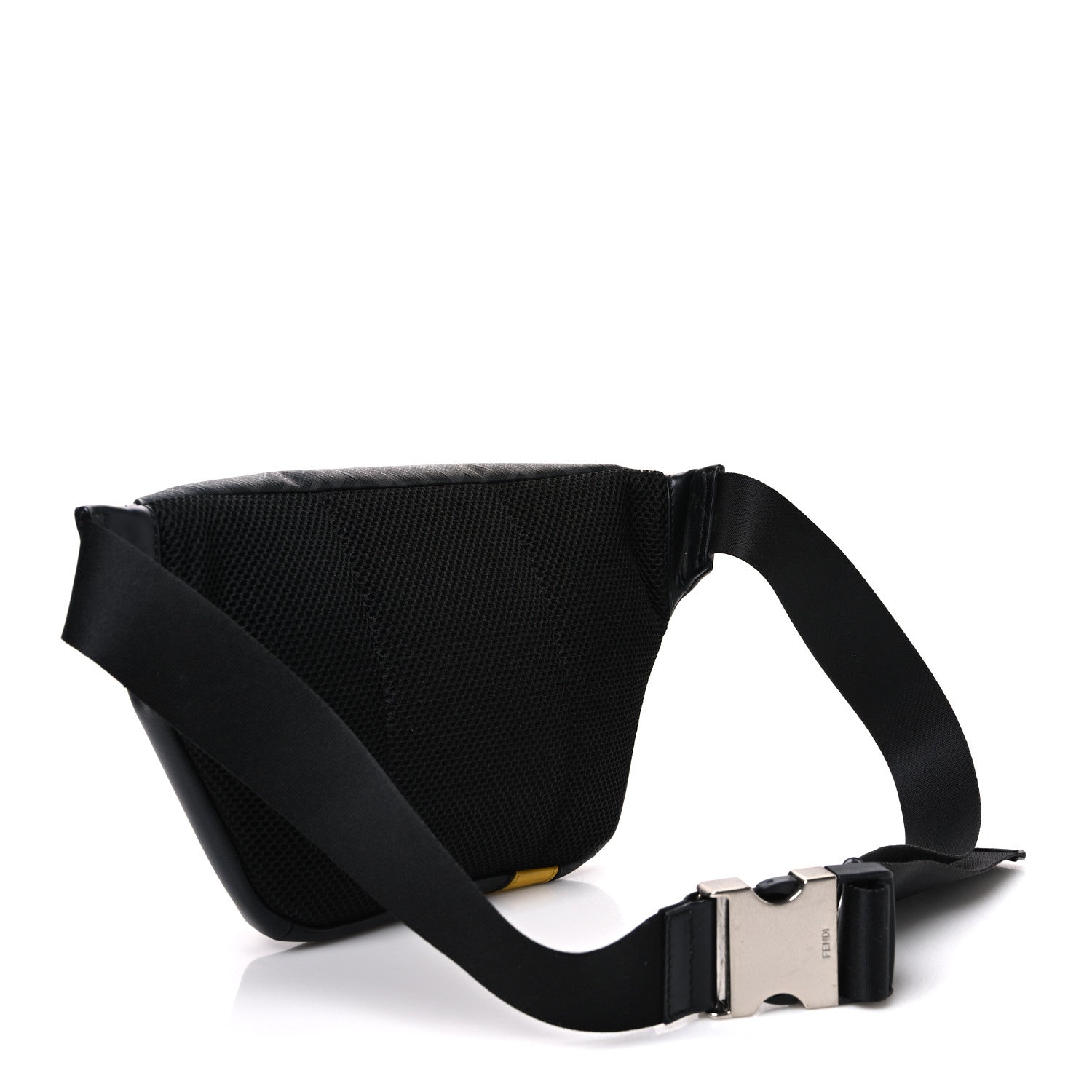 Glazed Fabric Vitello Liberty Century Logo FF 1974 Diagonal Belt Bag Black Sunflower - Image 2
