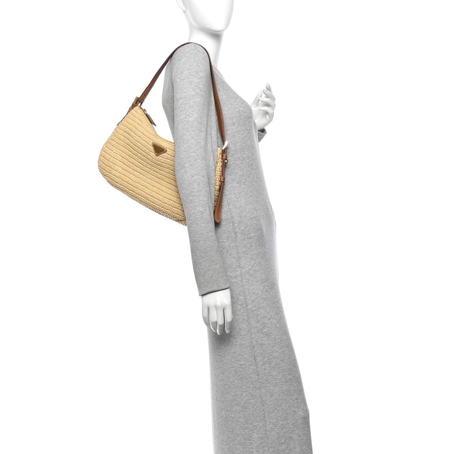 Yarn Raffia Effect Crochet Large Aimée Shoulder Bag Natural - Image 2