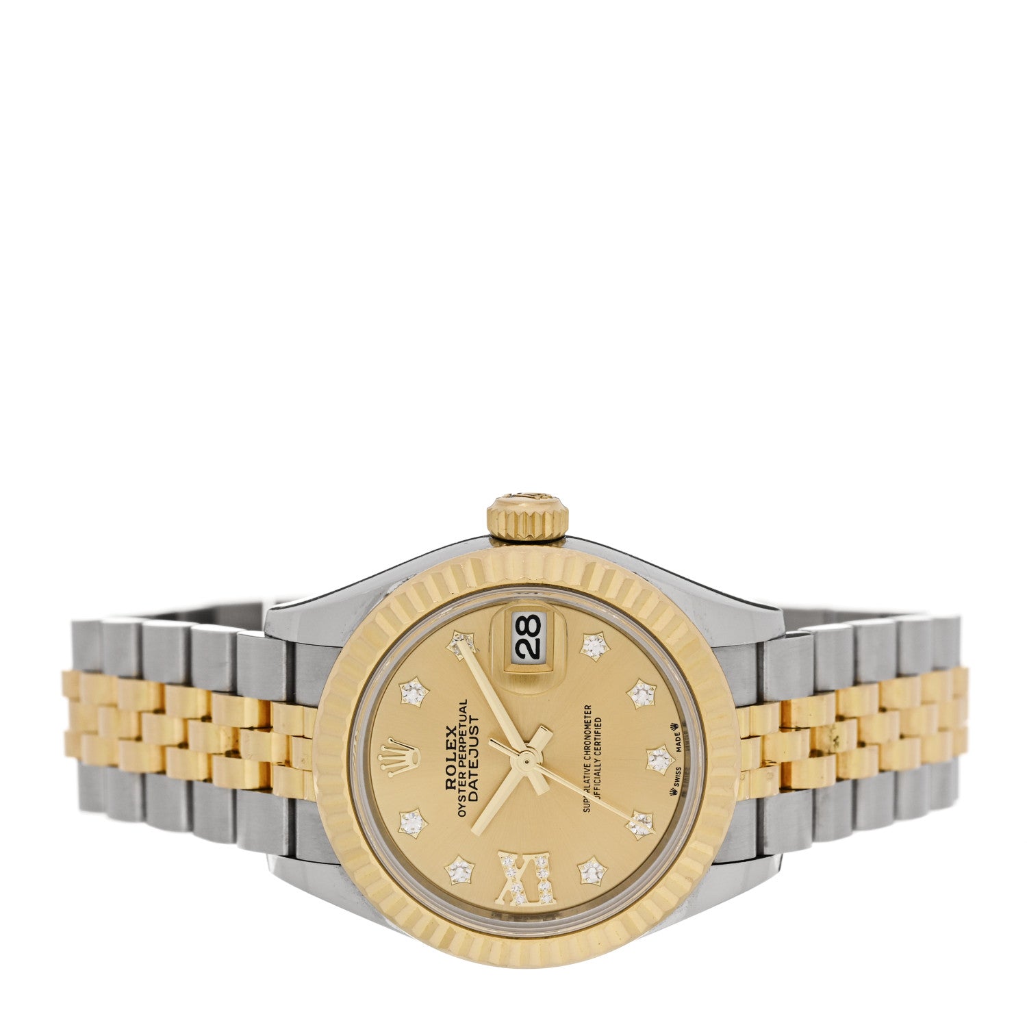 Stainless Steel 18K Yellow Gold Diamond 28mm Oyster Perpetual Datejust Watch Champagne Star 279173 - Image 2
