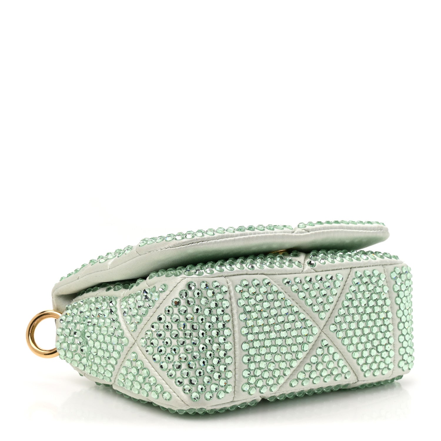 Satin Crystal Mini Bag With Chain Acqua - Image 4
