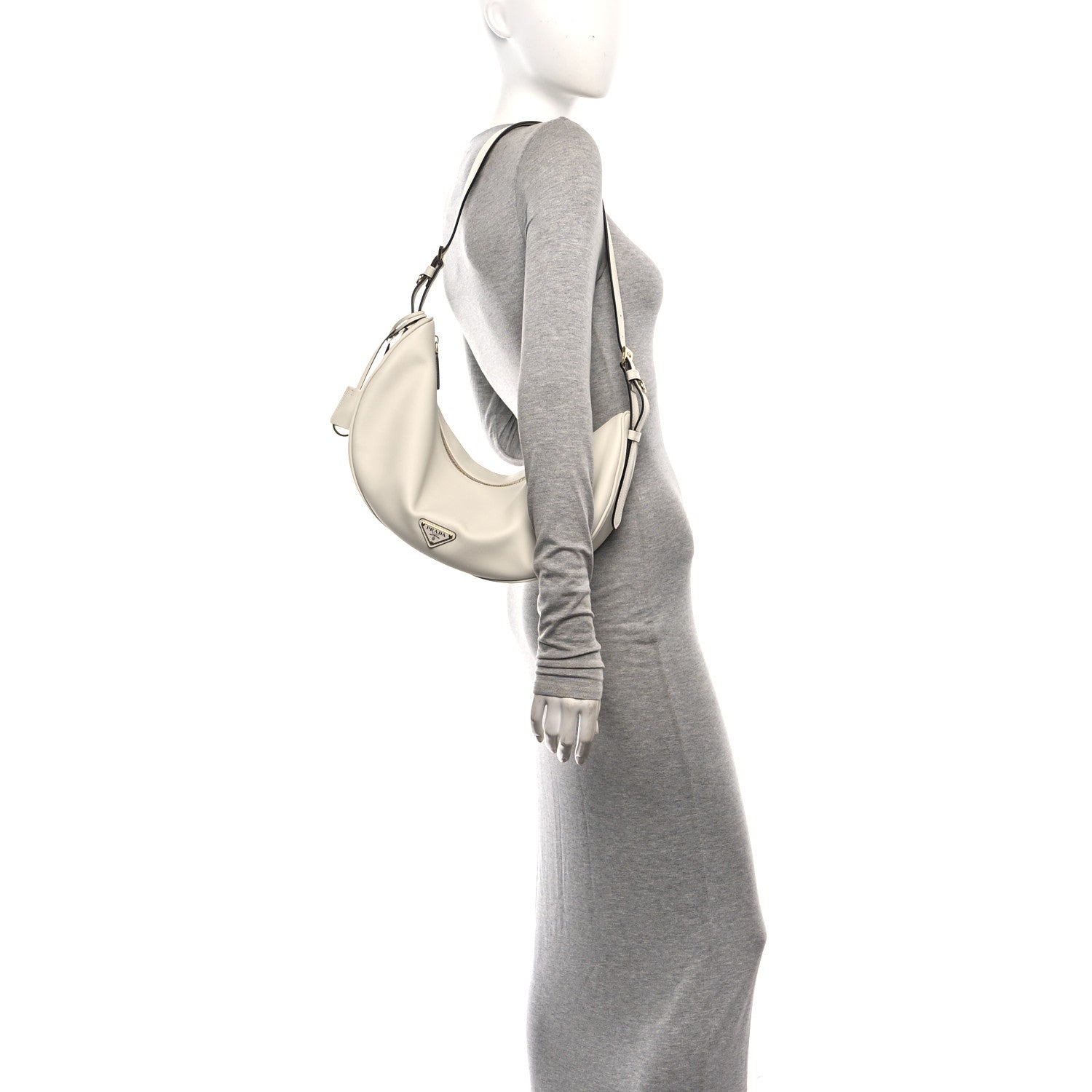 Soft Grain Calfskin Large Demi-Lune Shoulder Bag White - 图片 2