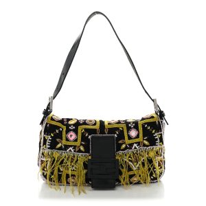 Canvas Beaded Baguette Black Multicolor