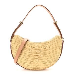 Yarn Raffia Effect Crochet Arque Shoulder Bag Natural
