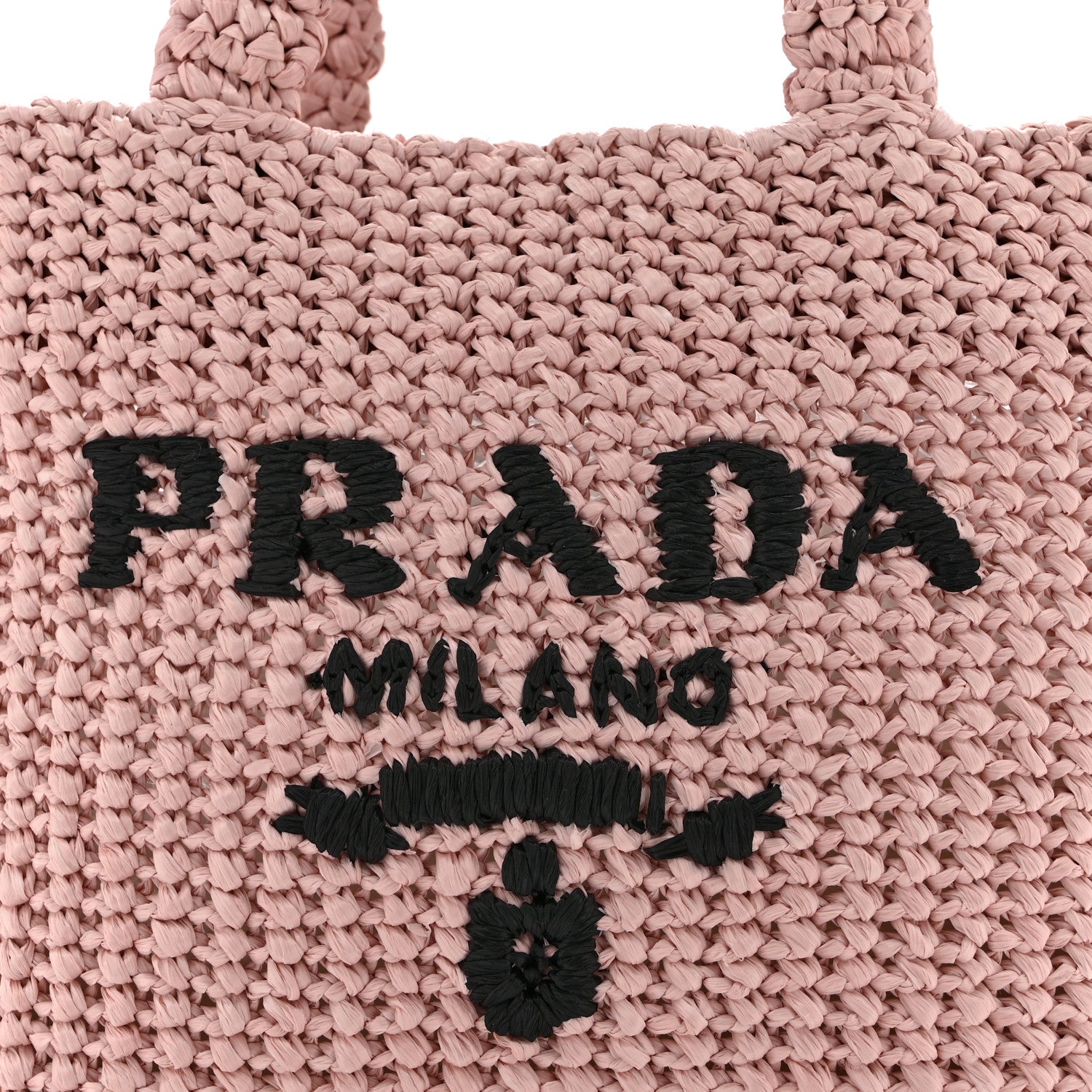 Yarn Raffia Effect Crochet Small Logo Tote Alabastro - Image 8