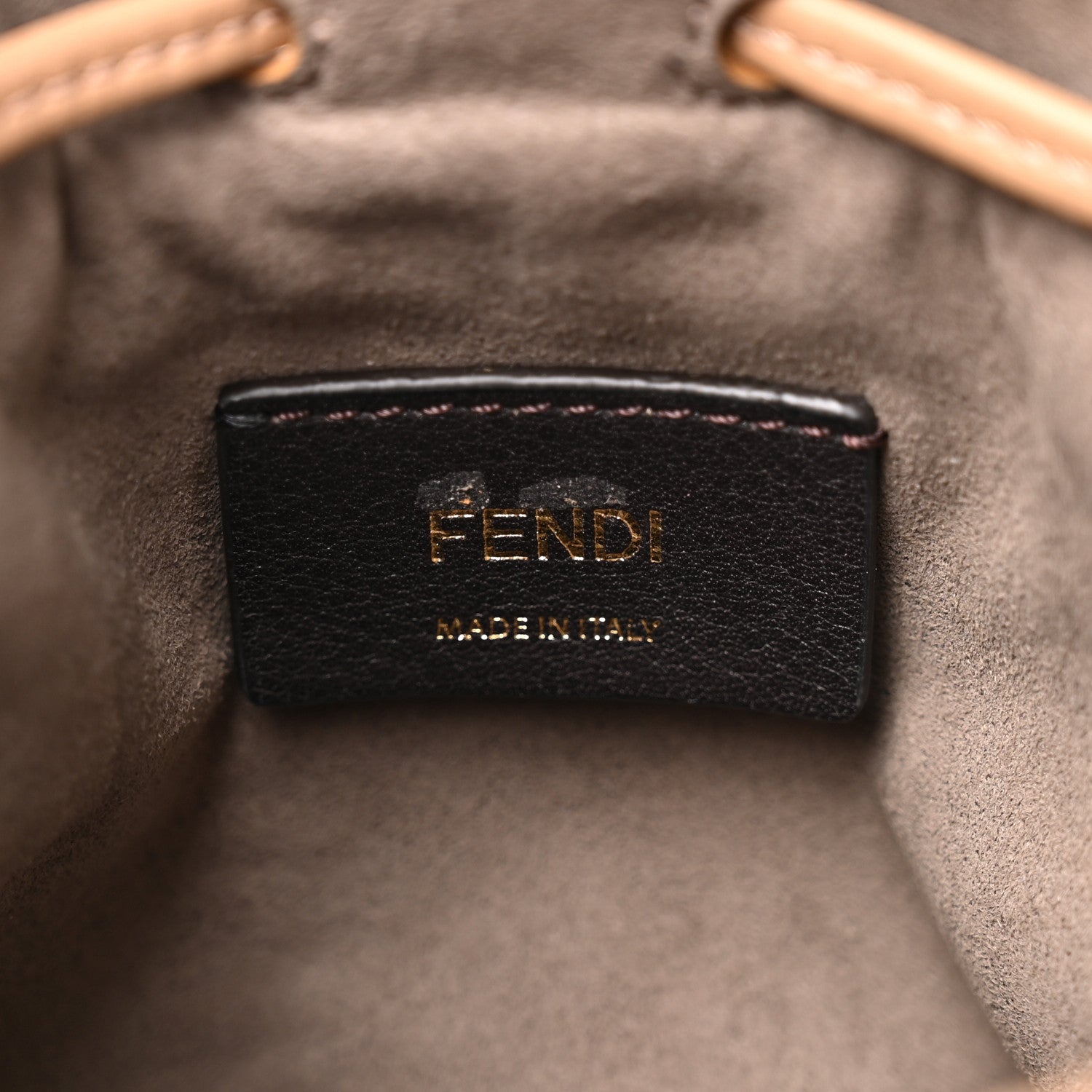Shearling F is Fendi Macro FF 1974 Diagonal Mini Mon Tresor Bucket Bag Grace Camel - Image 6