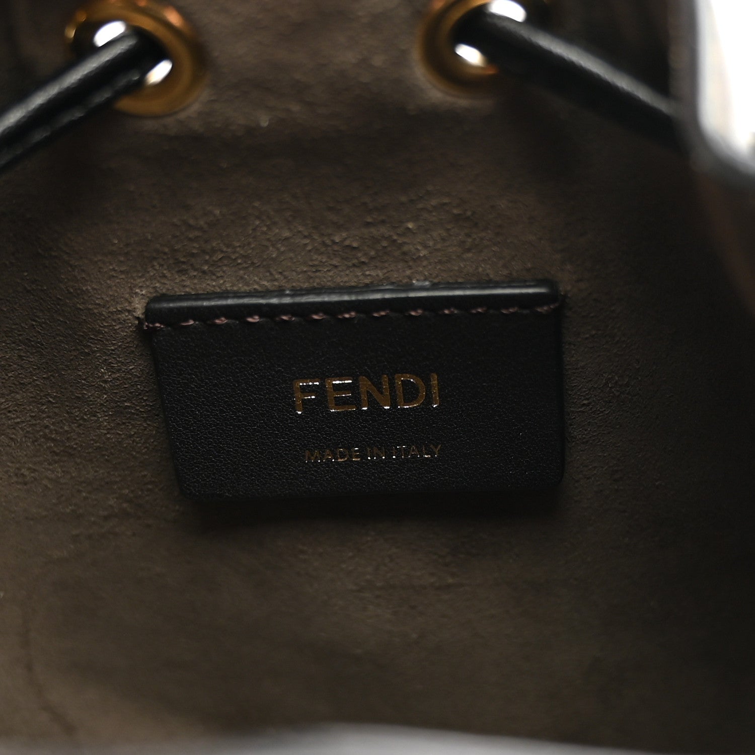 Vitello Liberty F is Fendi Bi-Color FF 1974 Embossed Mini Mon Tresor Bucket Bag Maya Black - Image 6