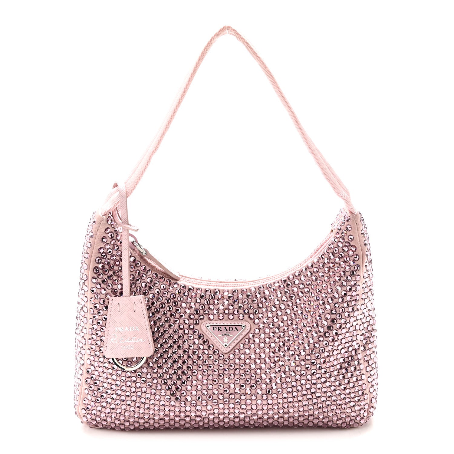 Satin Crystal Mini Re-Edition 2000 Bag Alabastro