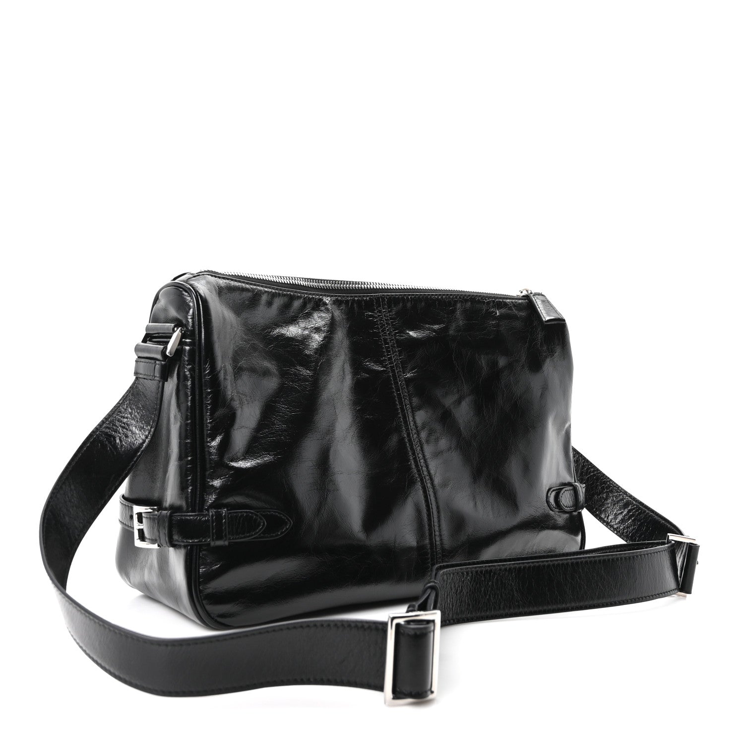 Vitello Shine Shoulder Bag Black - Image 3