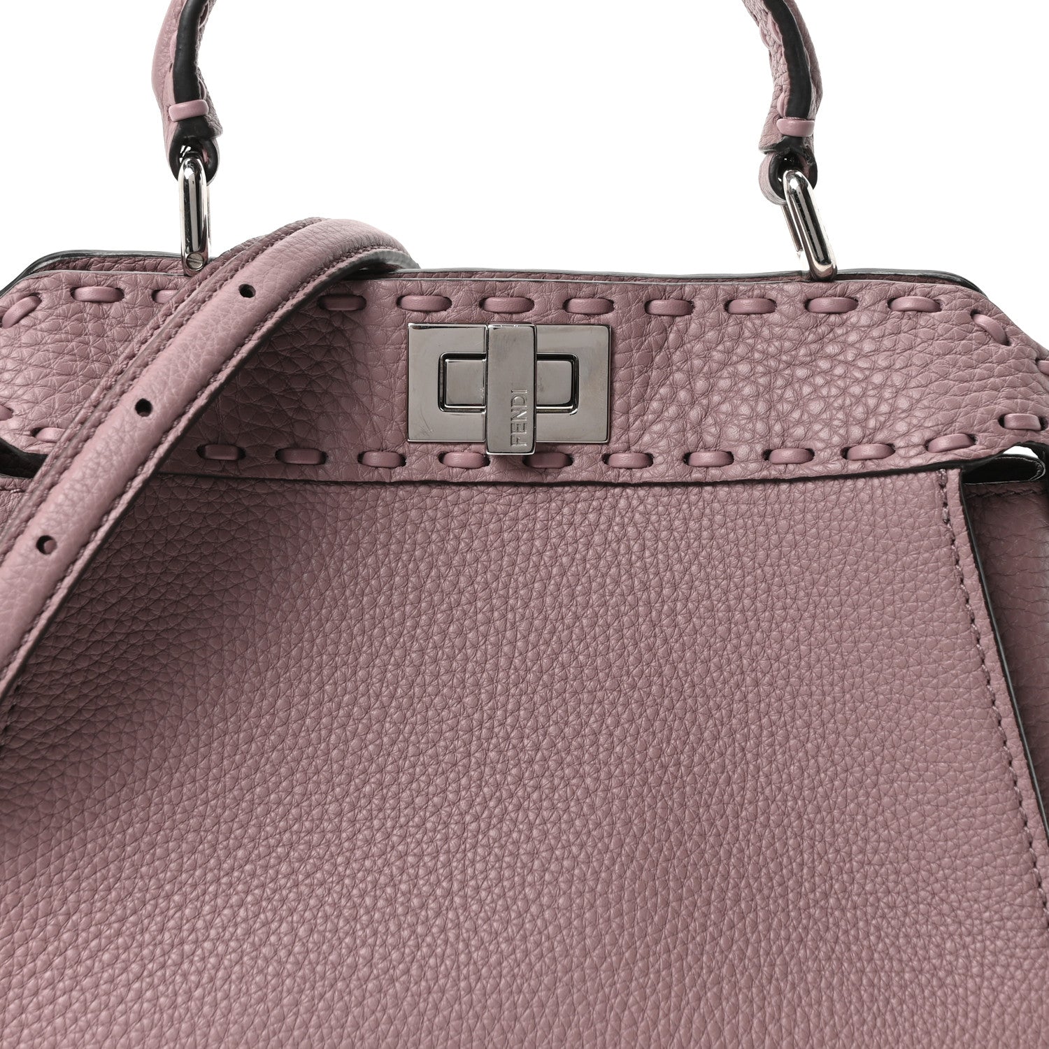 Cuoio Romano Selleria Macro Stitchings Mini Peekaboo Iconic Satchel Rose Camelia - Image 7