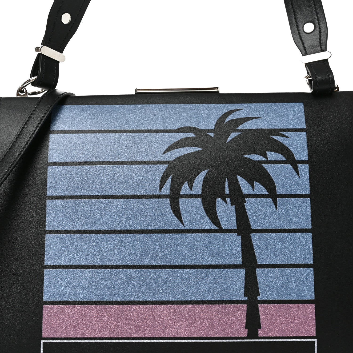 City Calfskin Palm Tree Print Light Frame Bag Black Mare - 图片 7