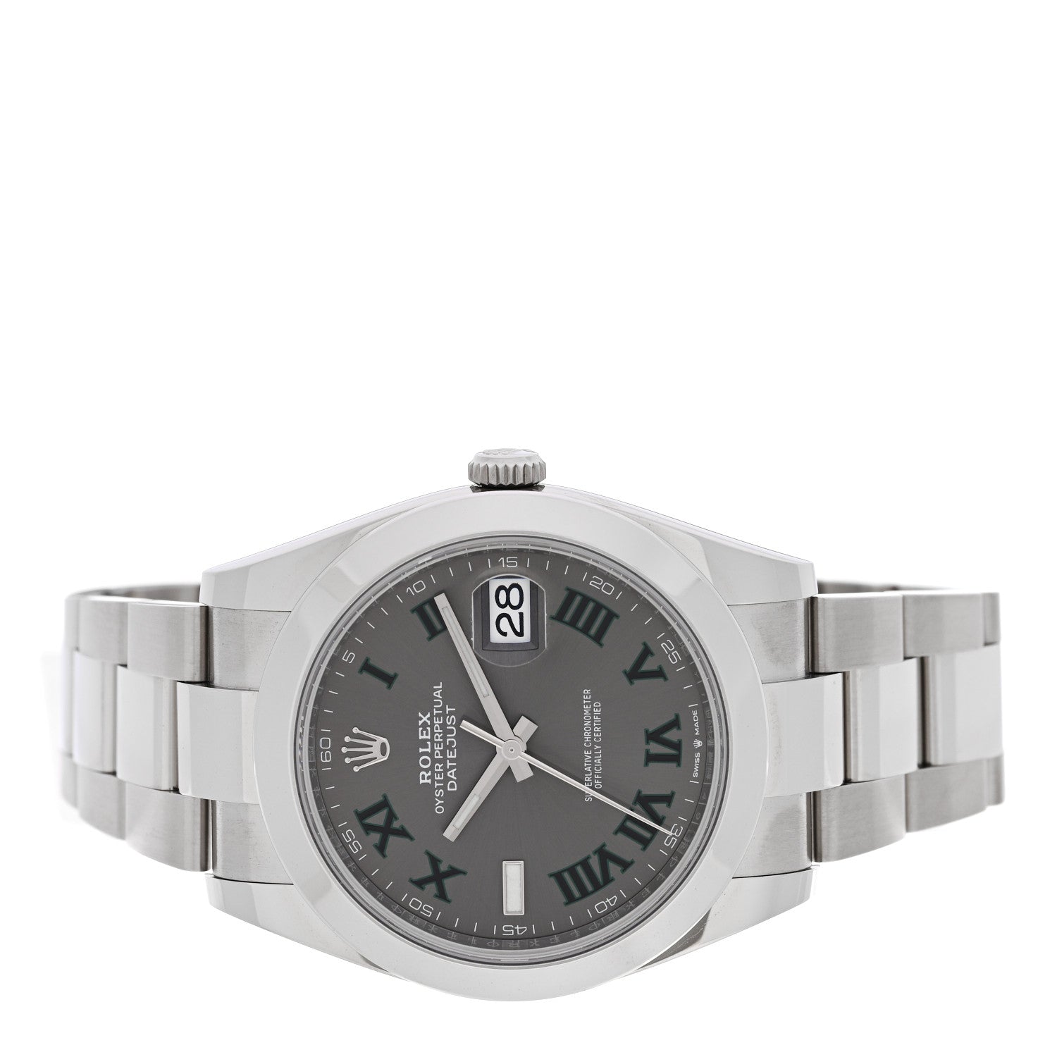 Stainless Steel 41mm Oyster Perpetual Wimbledon Datejust Watch Slate 126300 - Image 2