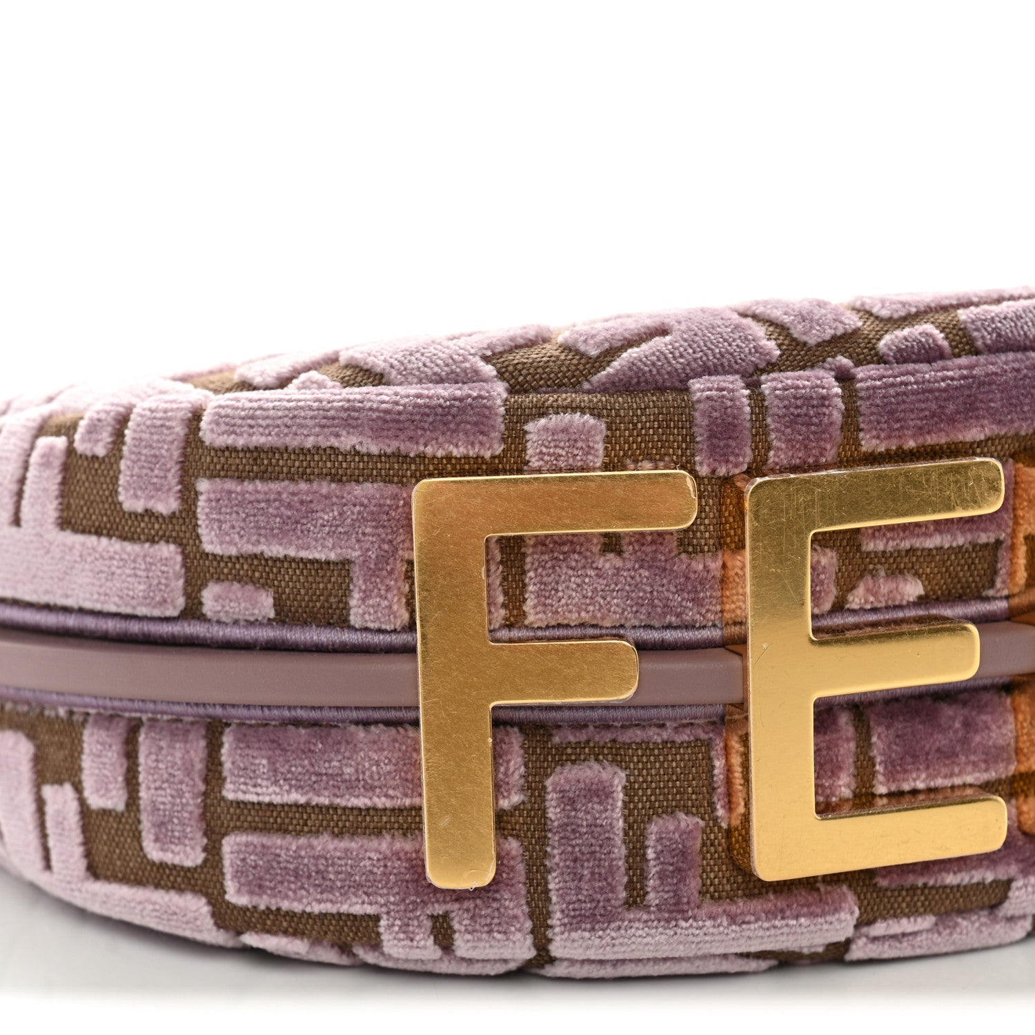Velluto Jacquard F is Fendi Vitello Grace Mini Fendigraphy Hobo Bag Dusty Mauve - Image 9