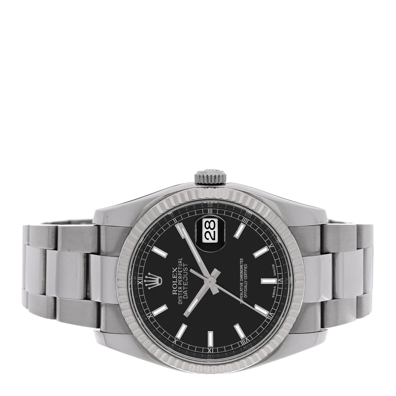 Stainless Steel 18K White Gold 36mm Oyster Perpetual Datejust Watch Black 116234 - Image 2