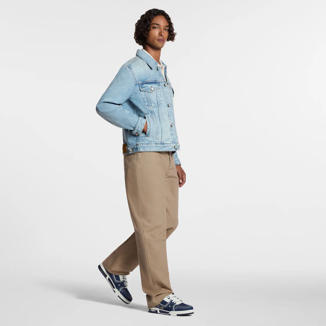 Louis Vuitton LV Trainer Indigo Blue Denim Sneakers with Swarovski Pearls - 图片 3