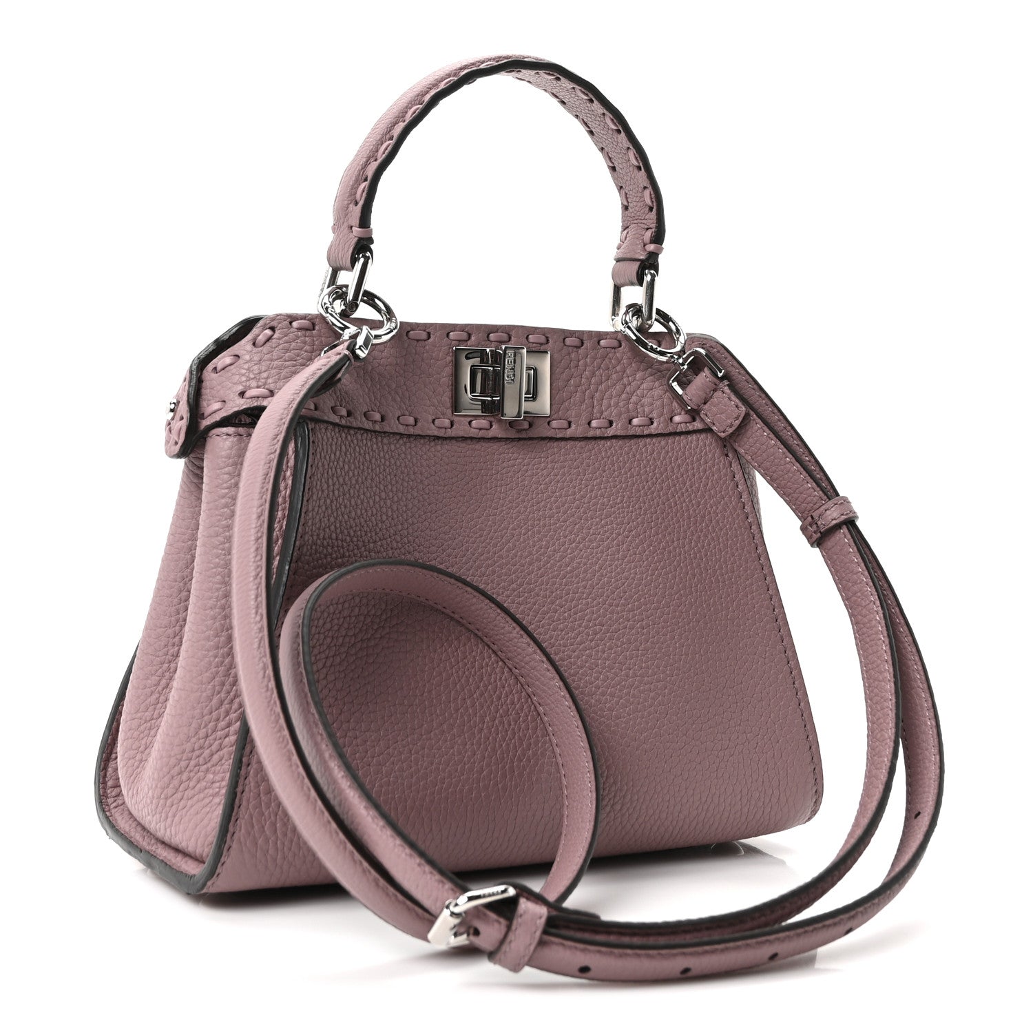 Cuoio Romano Selleria Macro Stitchings Mini Peekaboo Iconic Satchel Rose Camelia - Image 3
