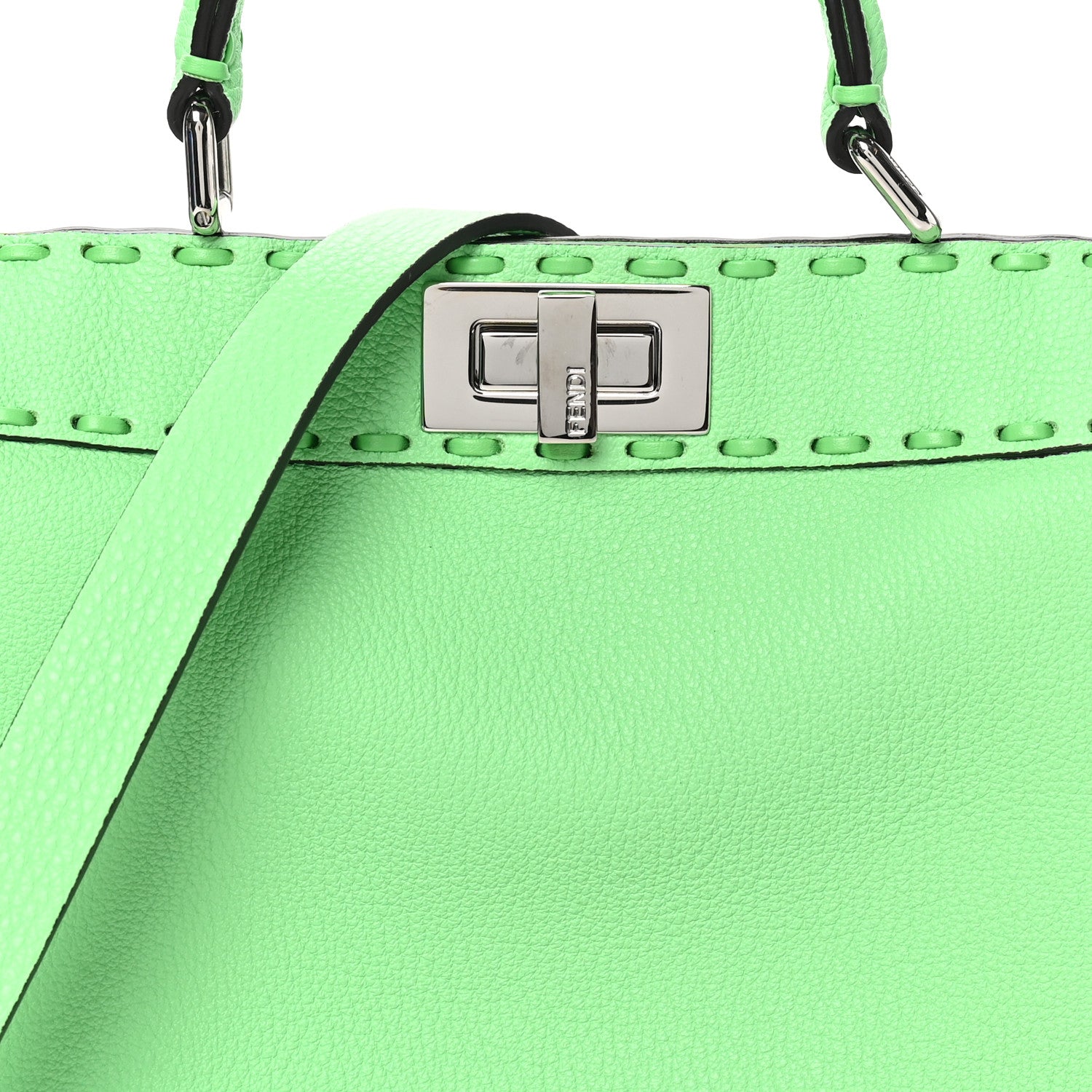 Cuoio Roma Sellerissima Nappa Sintetica Tape Stitch Small Peekaboo I SEE U Satchel Edamame - Image 7