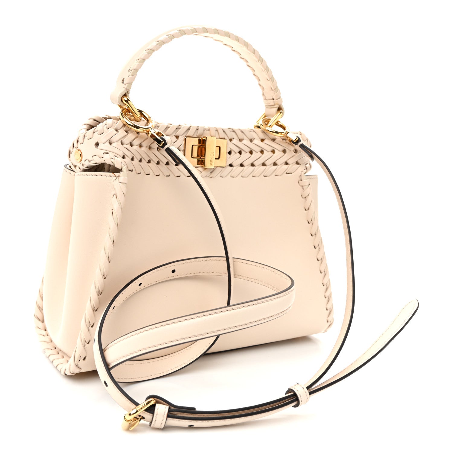 Nappa Interlace Mini Peekaboo Iconic Satchel Camelia - Image 3