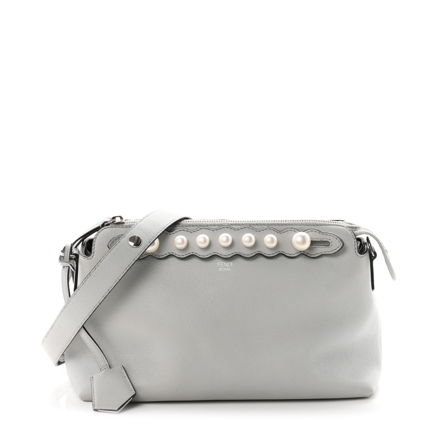 Vitello Dolce Pearl Scalloped Studded Medium By The Way Boston Bag Grigio Perla