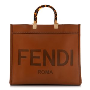Vitello King Plexiglass Medium Fendi Sunshine Shopper Tote Cuoio