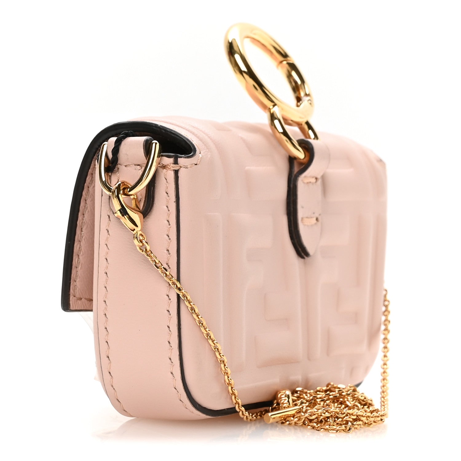 Nappa Matisse FF Embossed Nano Maxi Buckle Baguette Charm Rosa Quarzo - Image 3