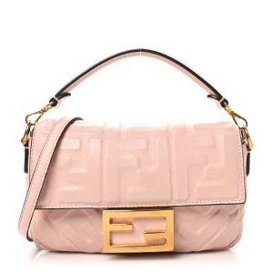 Nappa FF 1974 Embossed Mini Baguette Rosa Quarzo