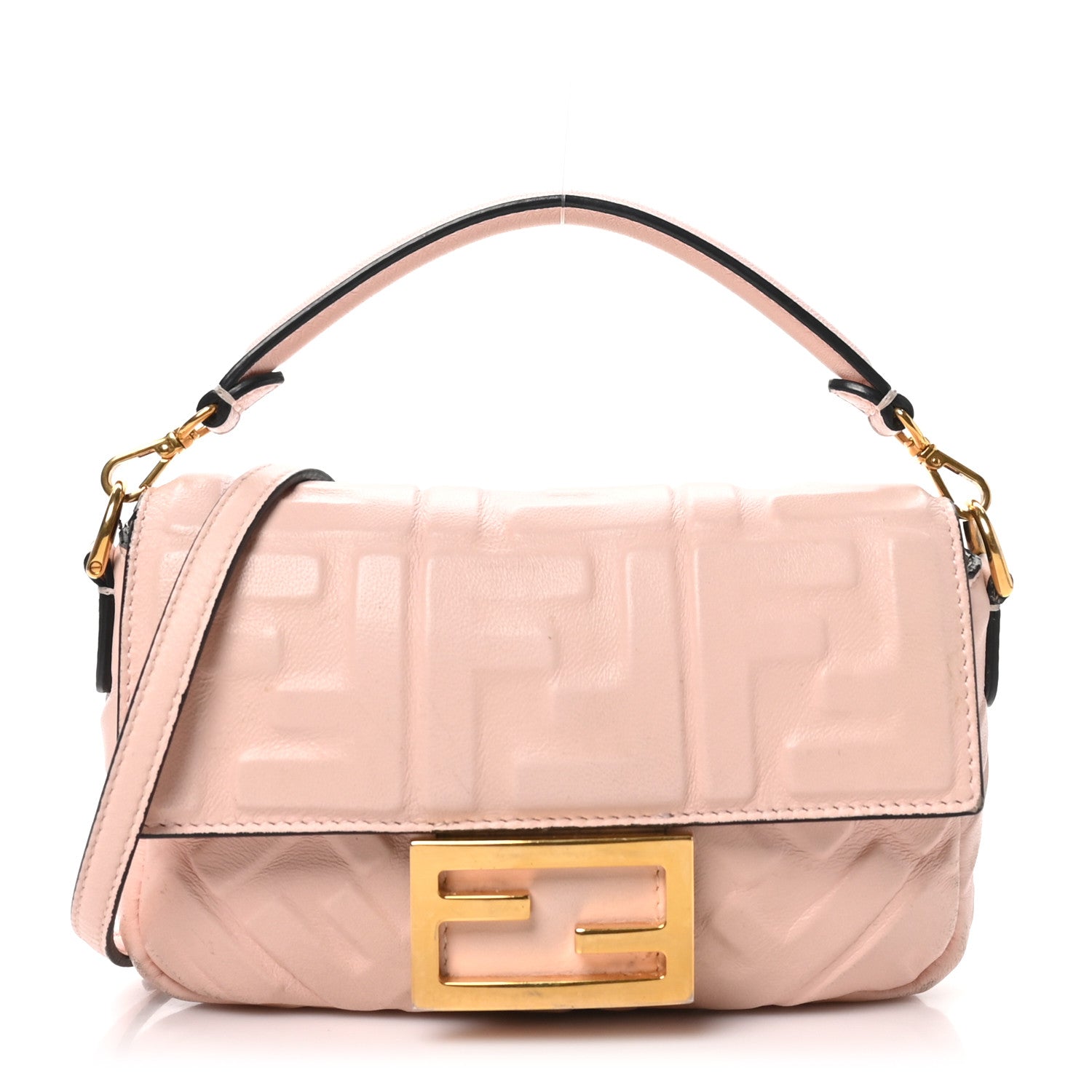 Nappa FF 1974 Embossed Mini Baguette Rosa Quarzo