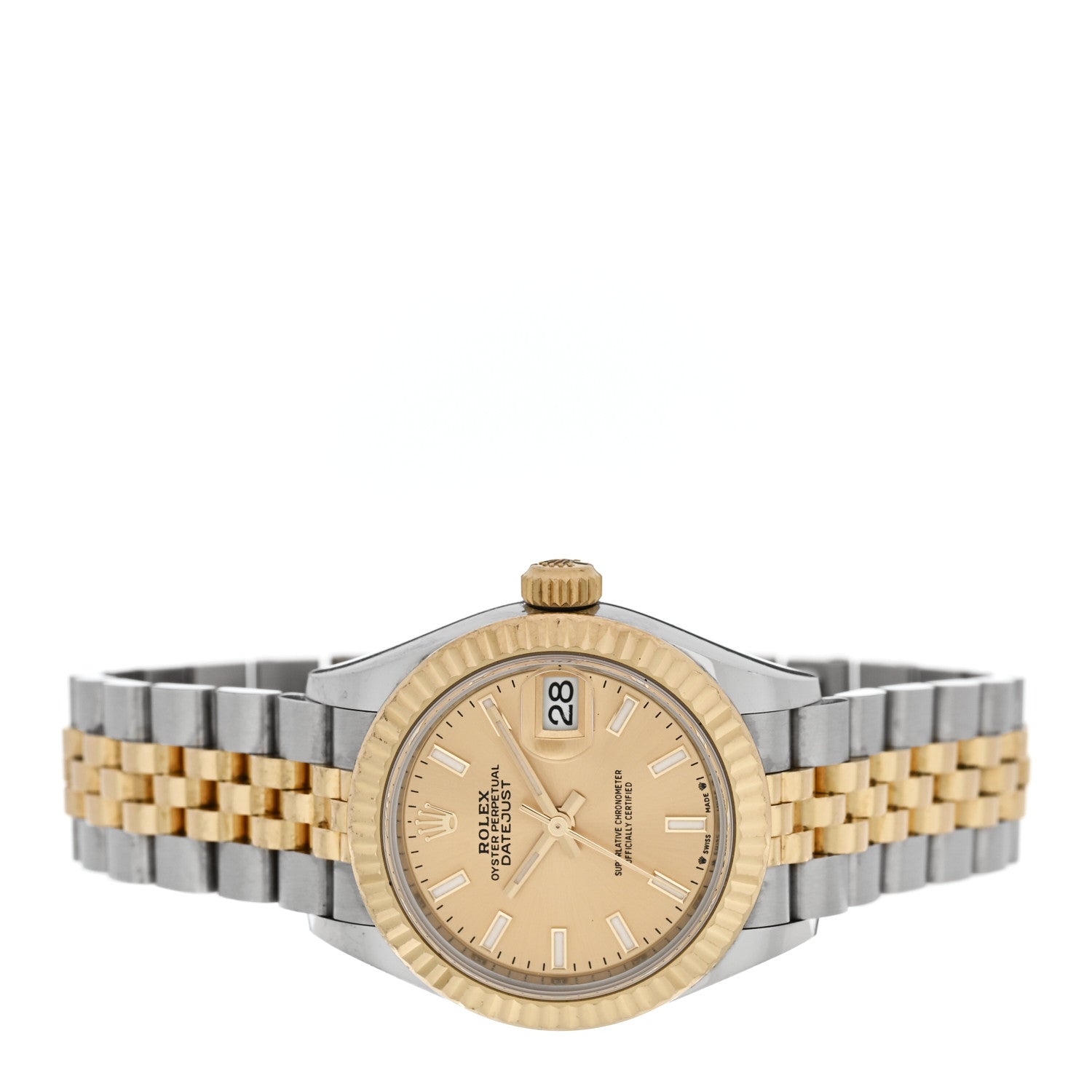 Stainless Steel 18K Yellow Gold 28mm Oyster Perpetual Datejust Watch Champagne 279173 - Image 2