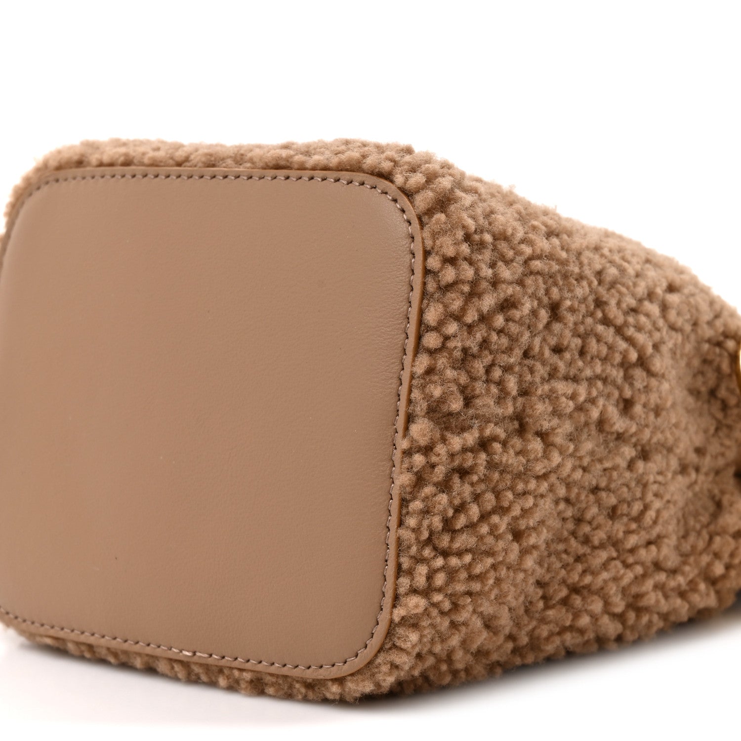 Shearling F is Fendi Macro FF 1974 Diagonal Mini Mon Tresor Bucket Bag Grace Camel - Image 9