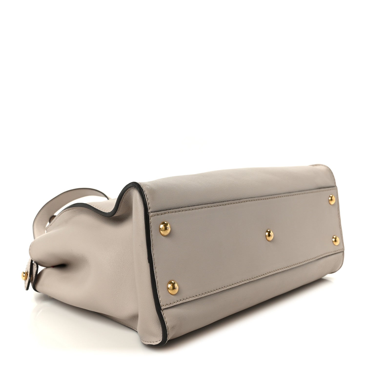 Vitello Seta Shiny Nappa Medium Peekaboo Iconic Satchel Grigio Polvere Magenta - Image 4