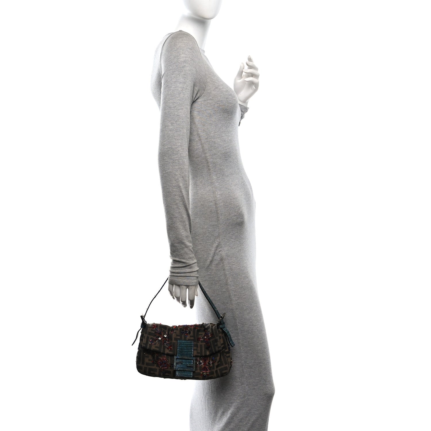 Lizard Zucca Crystal Beaded Baguette Tobacco Multicolor - Image 2