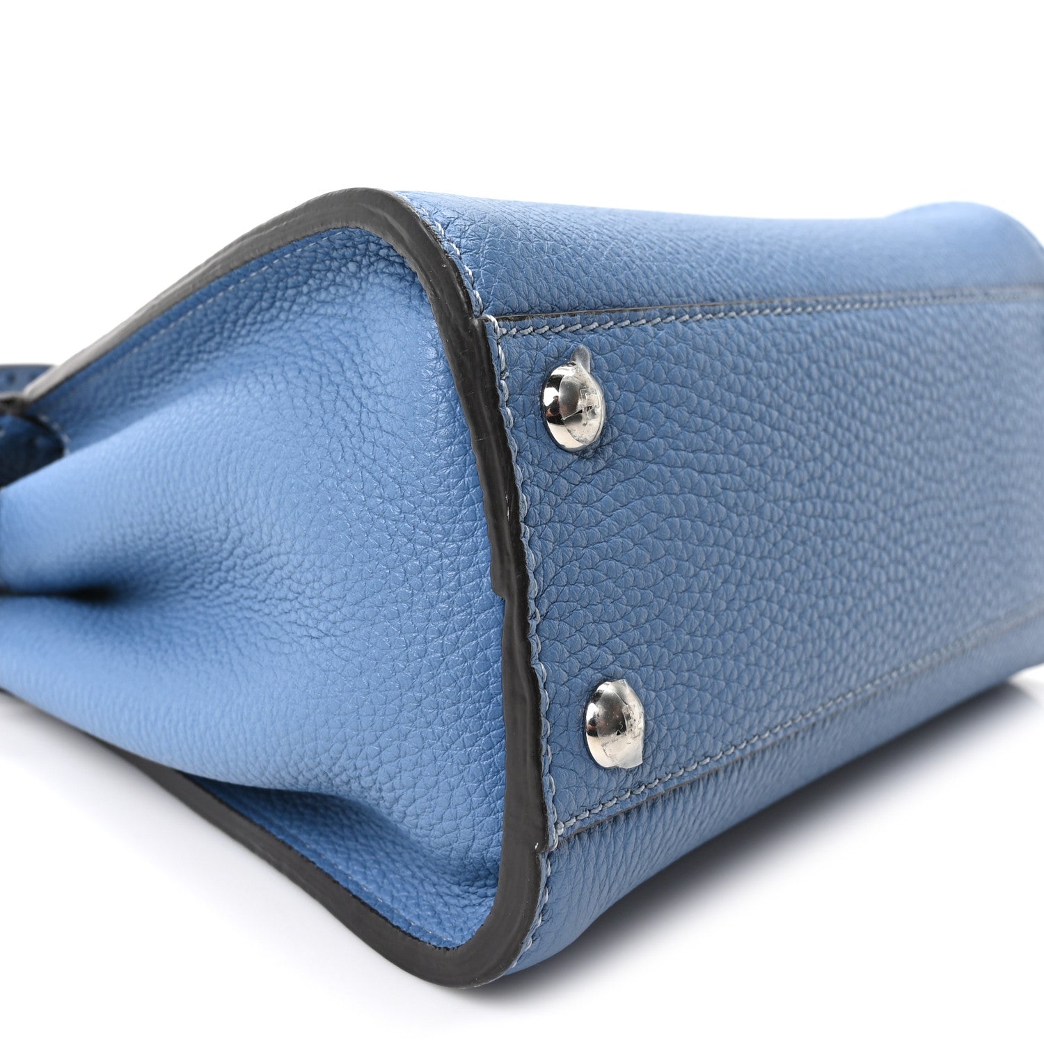 Cuoio Romano Selleria Macro Stitchings Mini Peekaboo Iconic Satchel Argento Blue - Image 8