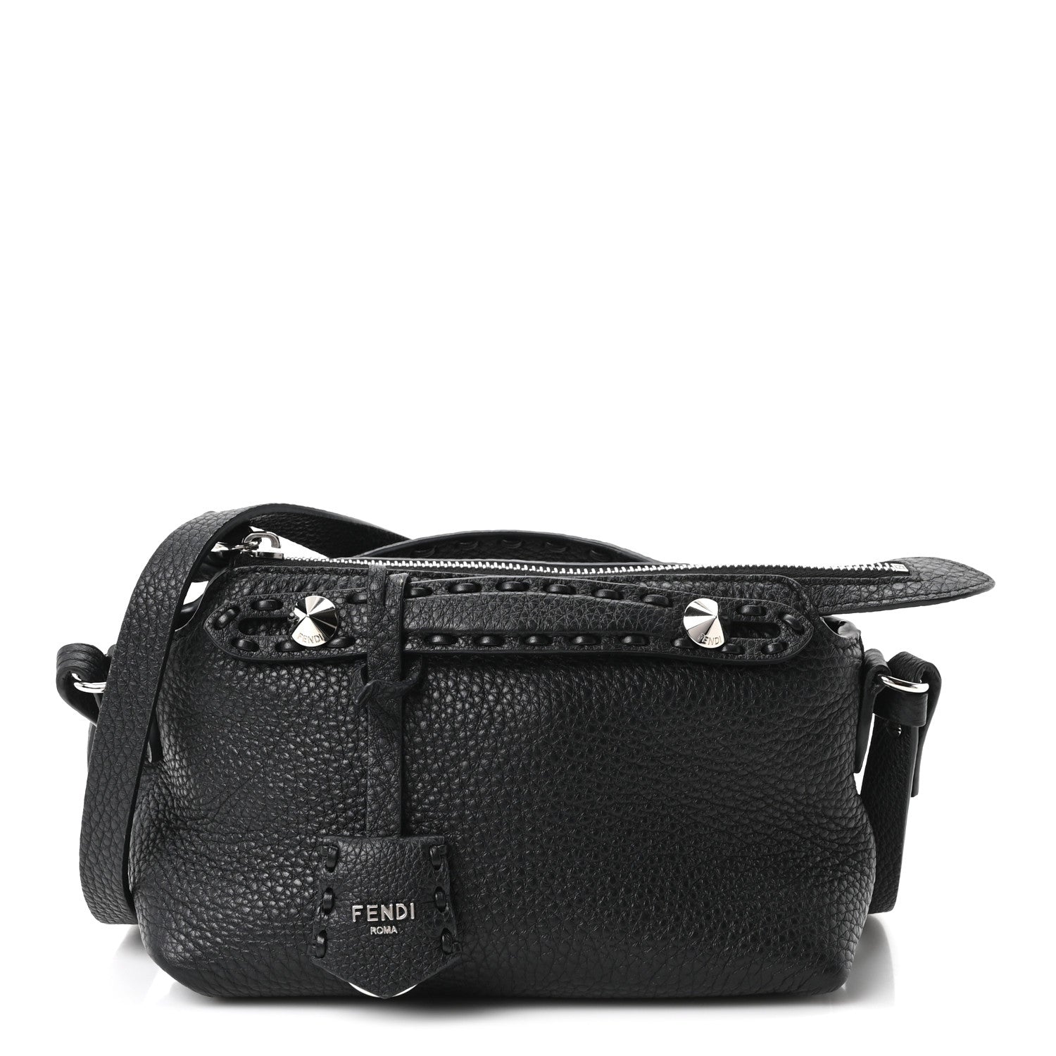 Cuoio Romano Selleria Sintetica Tape Stitch Mini By The Way Boston Bag Black