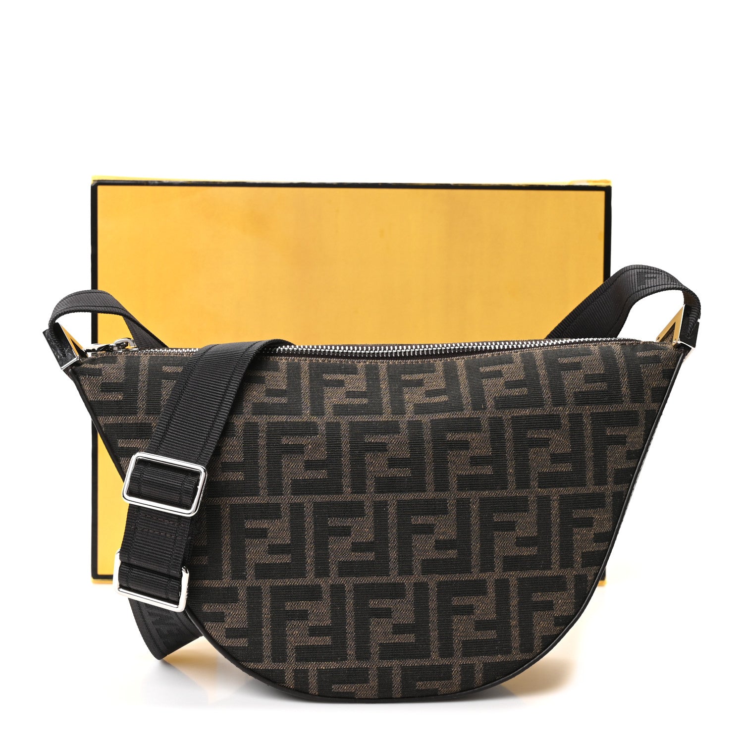 Fabric Jacquard FF Small Melon Bag Tobacco Moro Ebano - Image 11