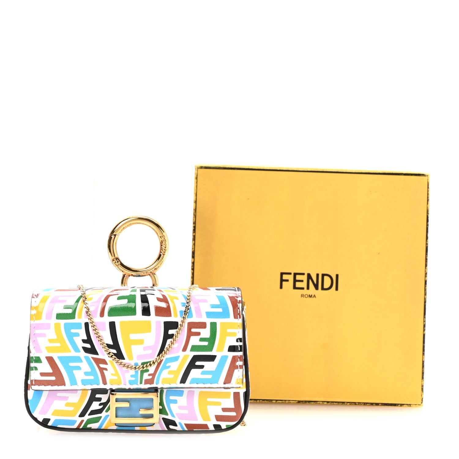 X SARAH COLEMAN Vitello Liberty Ceylon Micro FF Fish Eye Embossed Nano Baguette Charm Multicolor Cyber Blue - Image 11