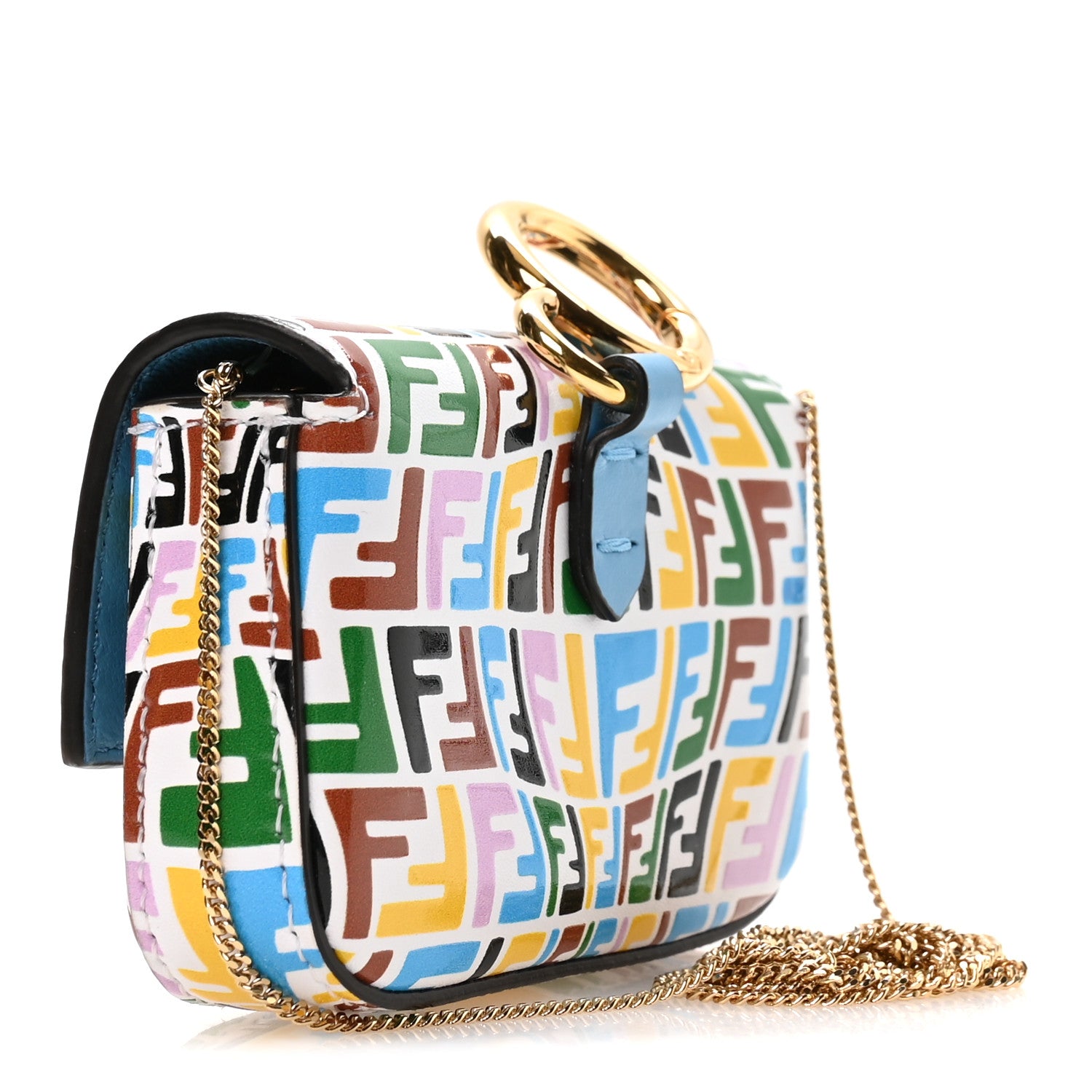X SARAH COLEMAN Vitello Liberty Ceylon Micro FF Fish Eye Embossed Nano Baguette Charm Multicolor Cyber Blue - Image 3
