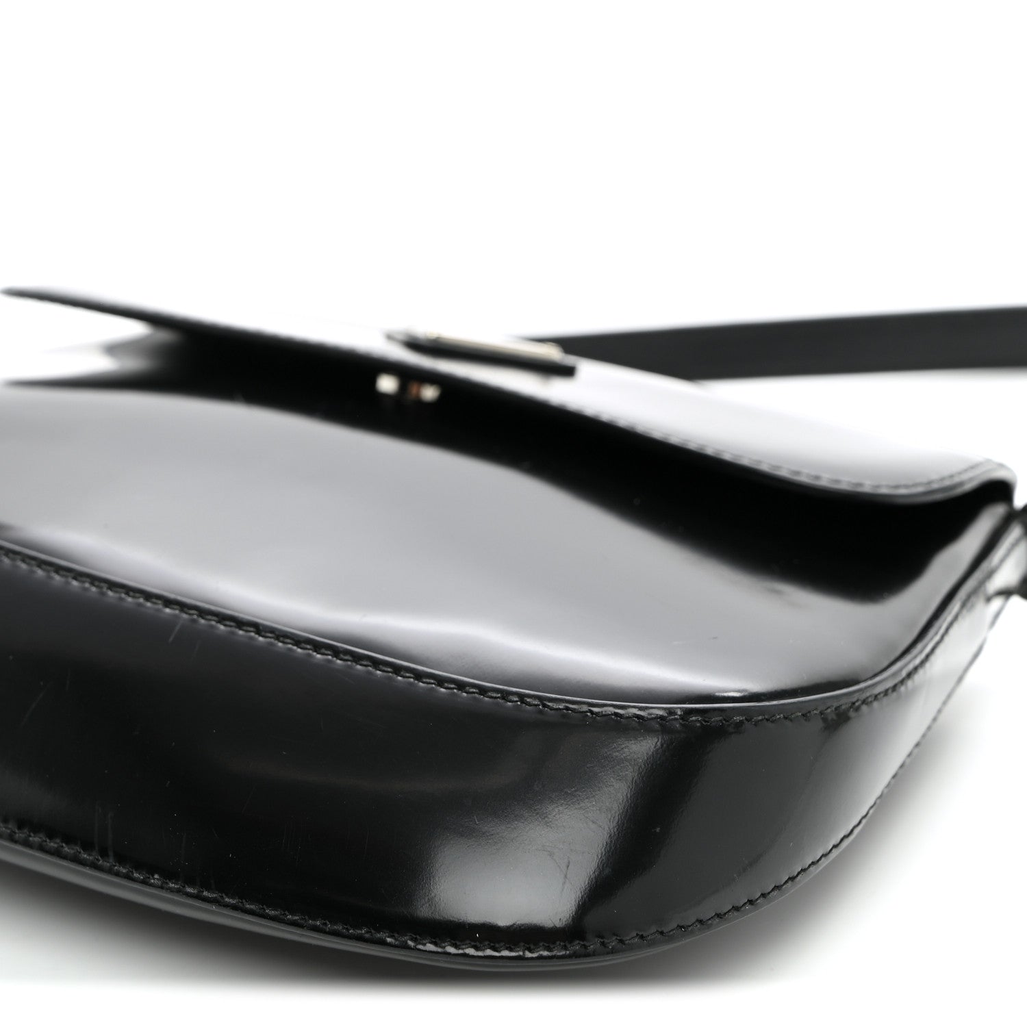 Spazzolato Cleo Flap Shoulder Bag Black - Image 9